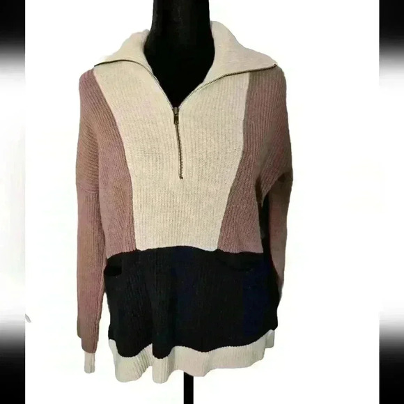 Madewell Womens Glenbrook Half-Zip Pullover Sweater in Colorblock XS - Picture 3 of 12
